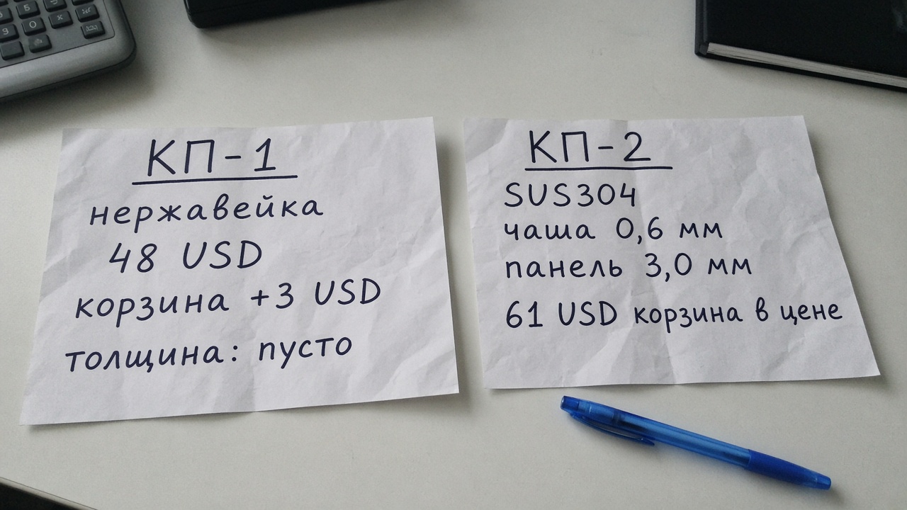 Как сравнить коммерческие предложения поставщиков кухонных моек SUS304